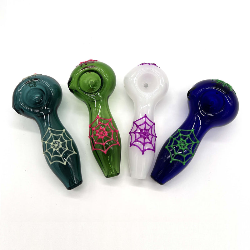 O Spider Glow In The Dark Glass Smoking Spoon Hand Pipe