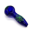 Spider Glow In The Dark Glass Smoking Spoon Hand Pipe Glass Pipe NIBO Distribution BLUE