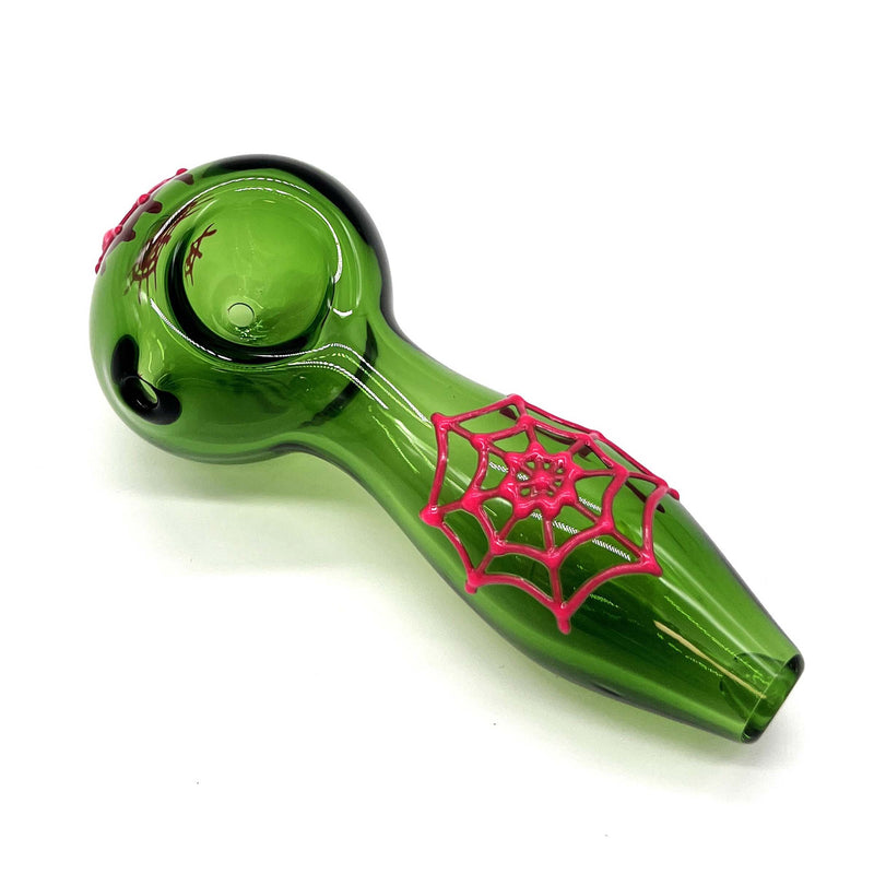 O Spider Glow In The Dark Glass Smoking Spoon Hand Pipe