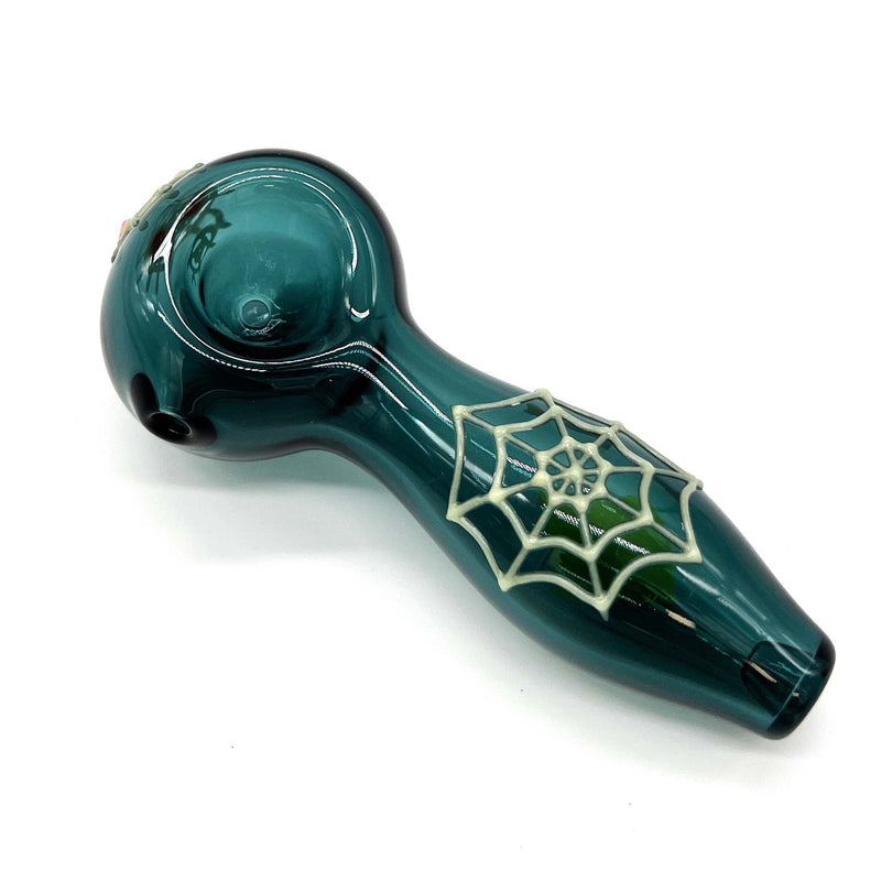 O Spider Glow In The Dark Glass Smoking Spoon Hand Pipe