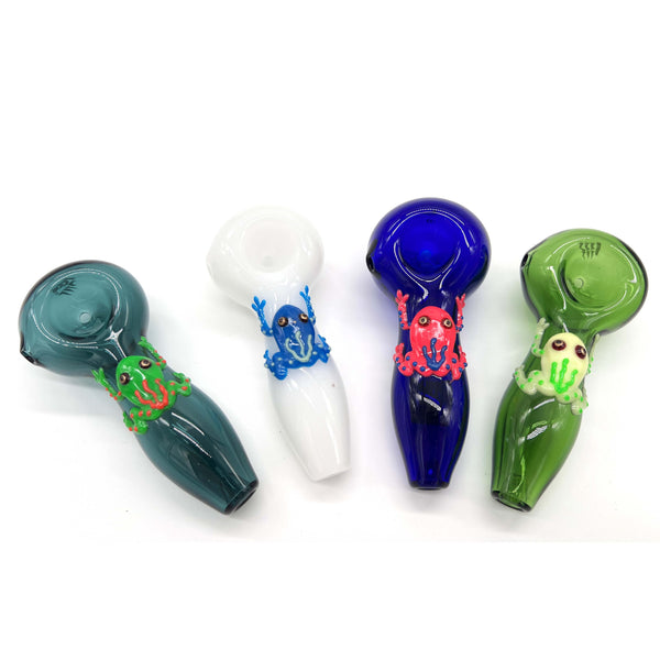 O Frog Glow In The Dark Glass Smoking Spoon Hand Pipe