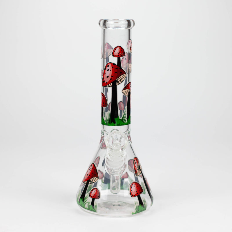 O 10" Glow in the dark Glass Bong With  Mushroom Design