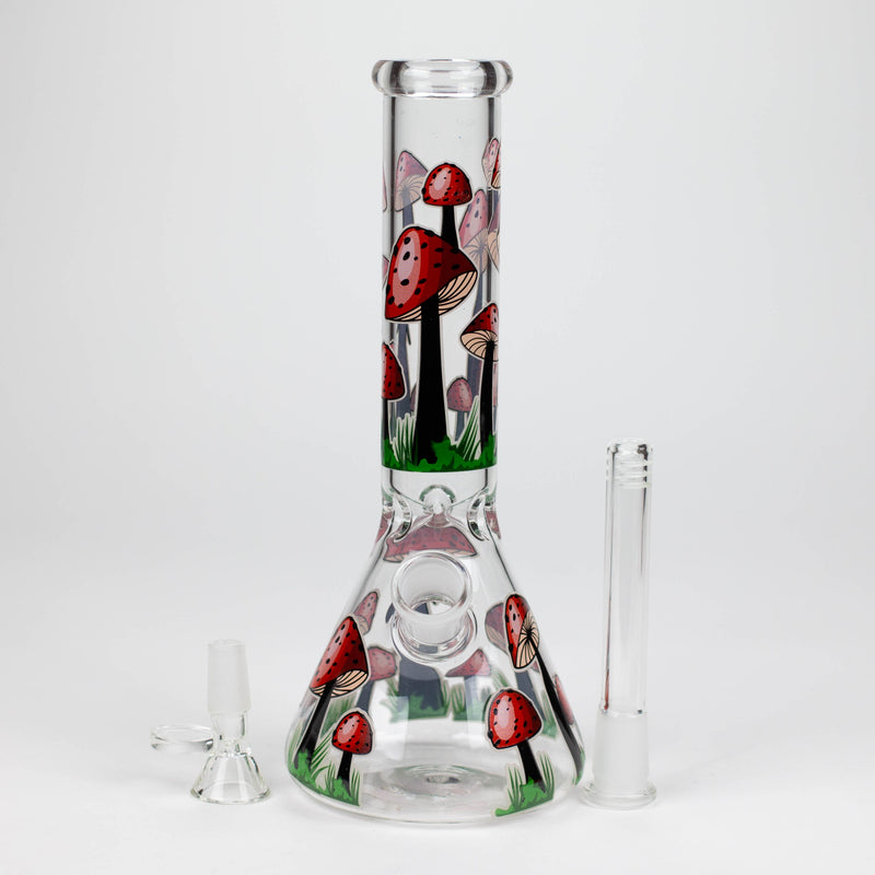 O 10" Glow in the dark Glass Bong With  Mushroom Design