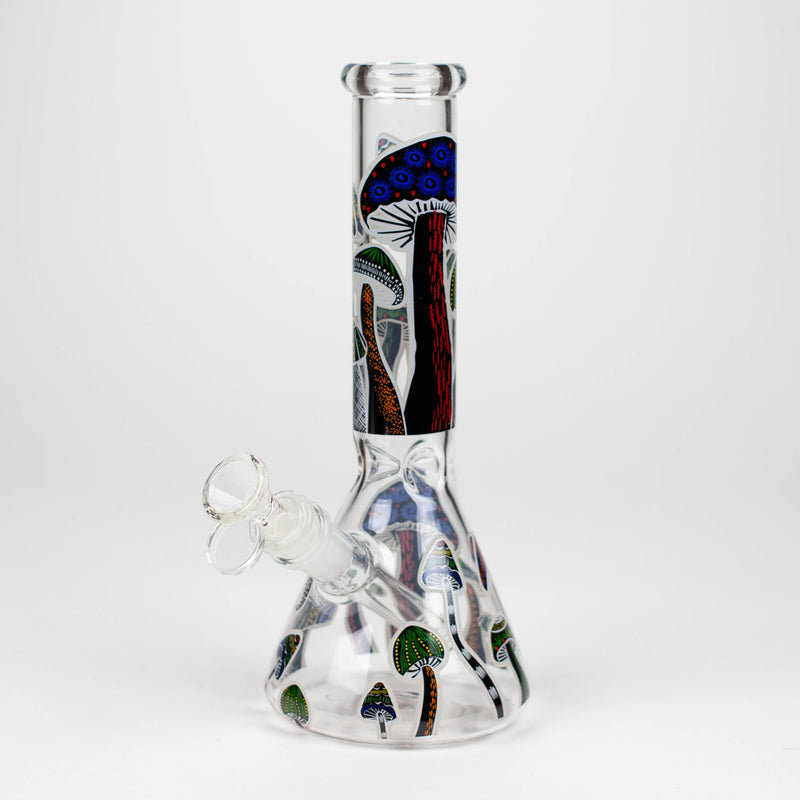 O 10" Glow in the dark Glass Bong With  Mushroom Design