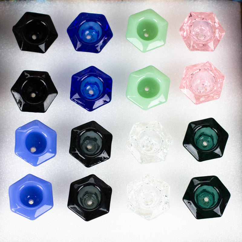 O Genie | 14 mm Diamond shape Glass Bowl Box of 16 [Bowl6-14]