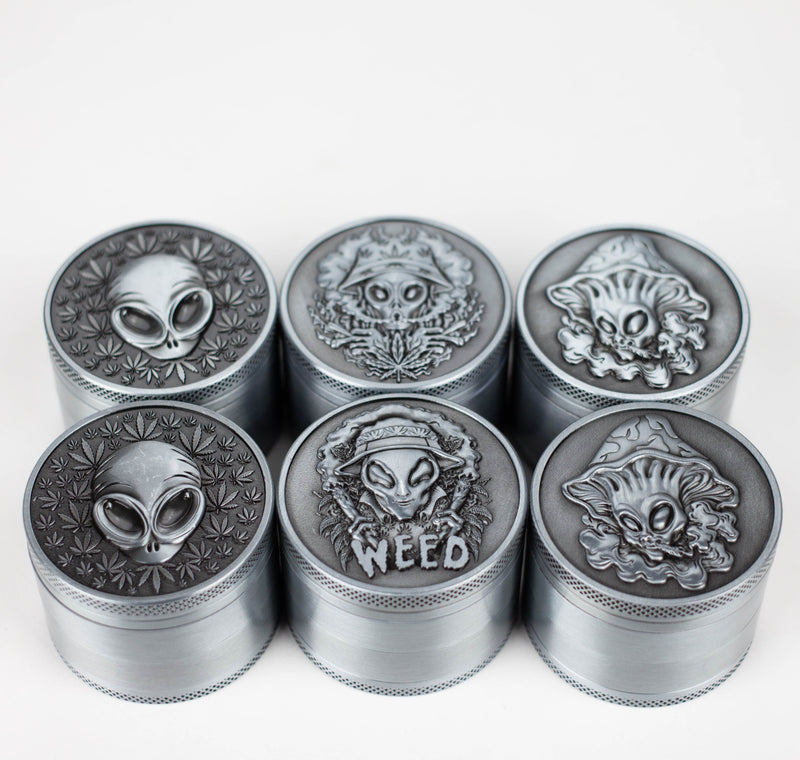 O 2" Metal Grinder 4 Layers with Alien Design Box of 12