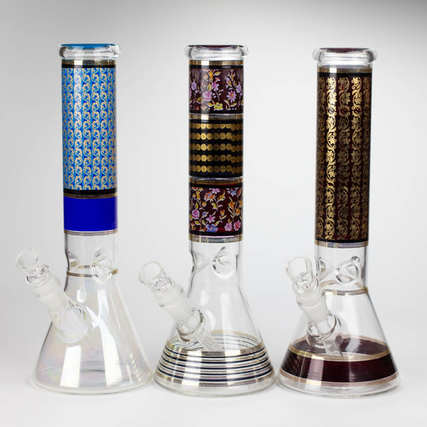 O 12" Royal Conical assorted design glass bong