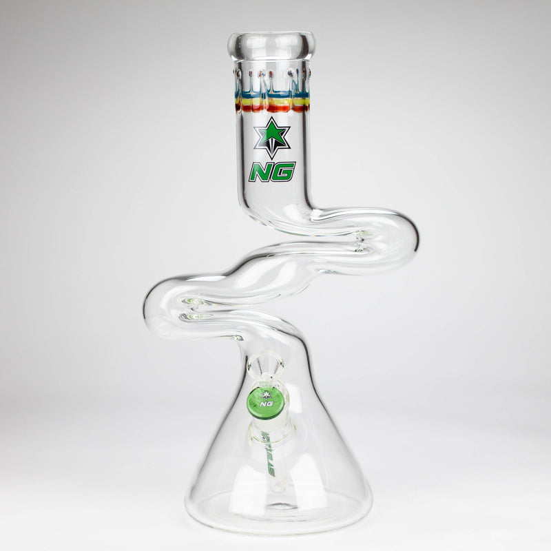 NG | 14 inch ZIg-Zag Beaker Bong [G101] Glass Bong High-End Brands Glass Green