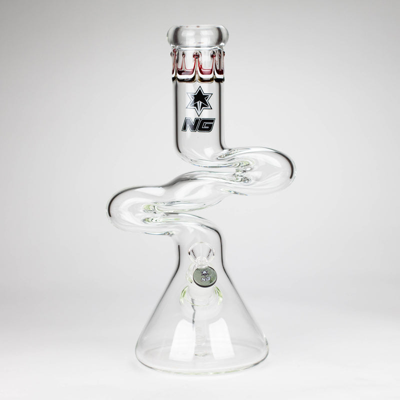 NG | 14 inch ZIg-Zag Beaker Bong [G101] Glass Bong High-End Brands Glass Black