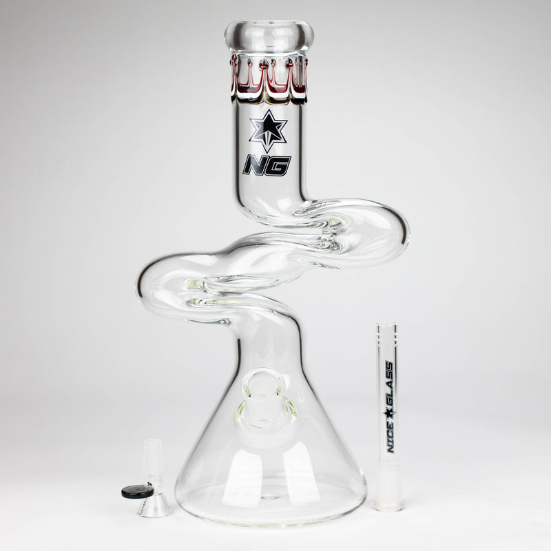 NG | 14 inch ZIg-Zag Beaker Bong [G101] Glass Bong High-End Brands Glass