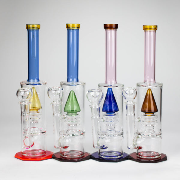 O 10" diamond cut stemless glass water pipe