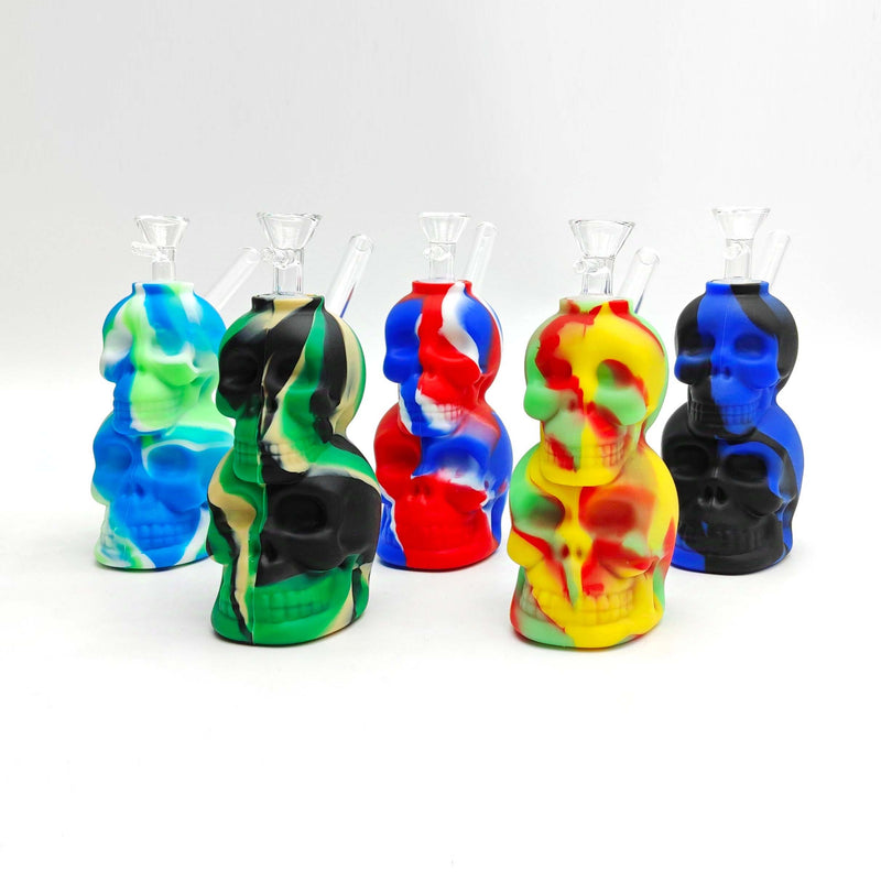 O 6" Double Skull Silicone Water Pipe