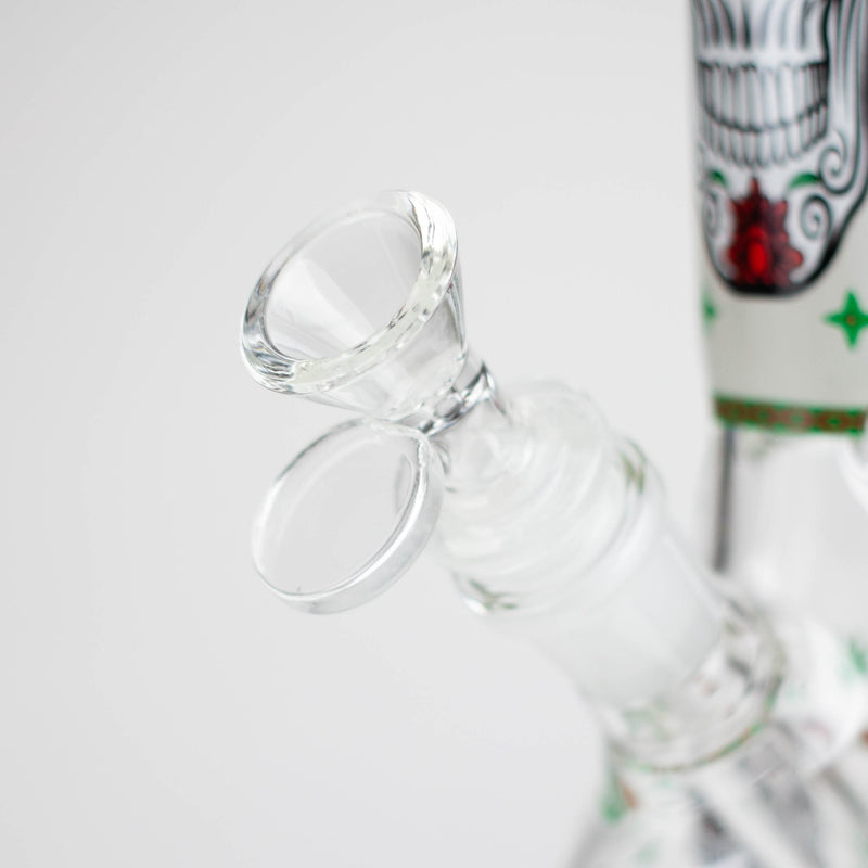 O 10" Glass Bong With Sugar Skull  Design