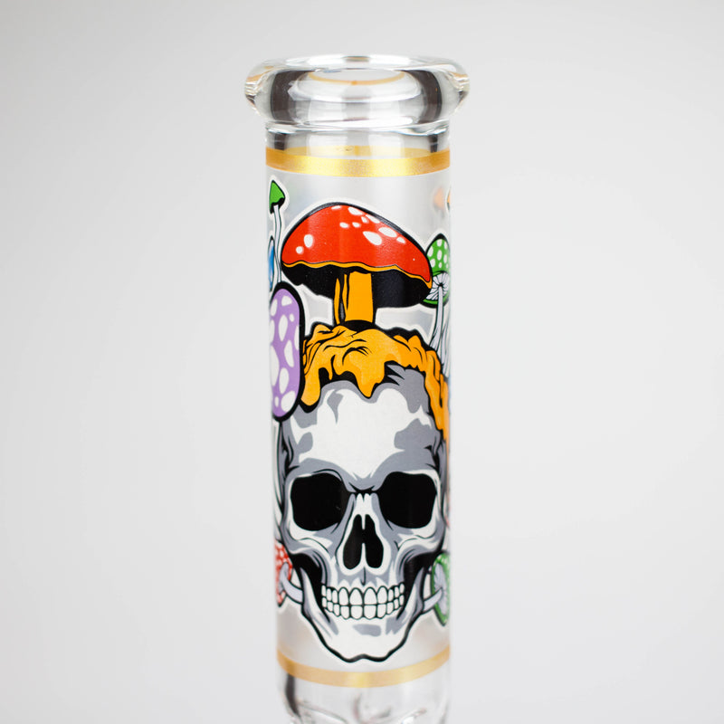 O 10" Glow in the dark Glass Bong With  Mushroom Skull  Design