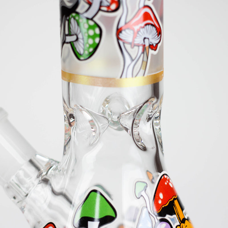 O 10" Glow in the dark Glass Bong With  Mushroom Skull  Design