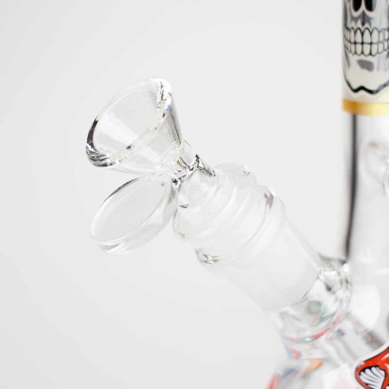 O 10" Glow in the dark Glass Bong With  Mushroom Skull  Design