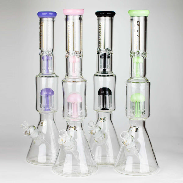 O Fortune | 18" Double Tree Perc Beaker Bong Assorted Colour