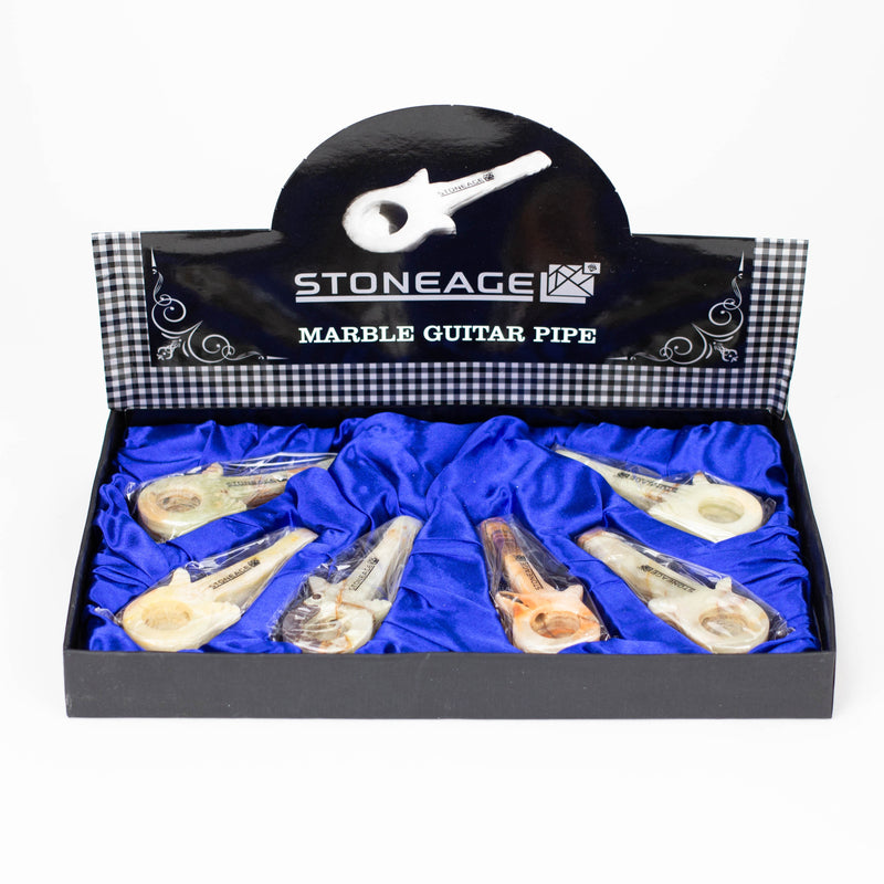 O StoneAge | 4" Handmade Jumbo Tobacco Smoking Pipes - Model: Guitar, Includes Display Box - Pack of 6