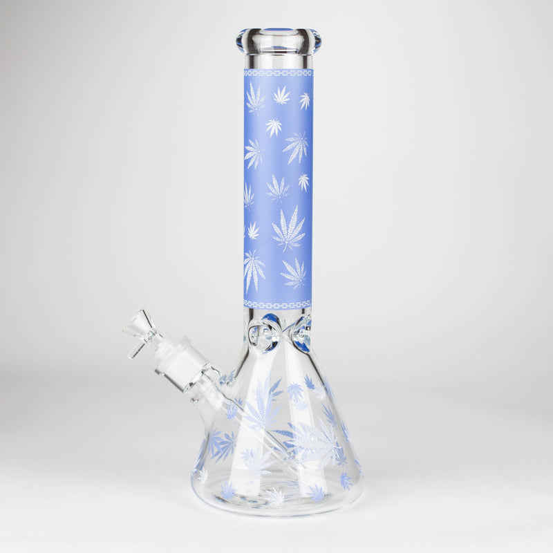 O 14" 7mm Leaf Design Grown In the Dark Water Bong