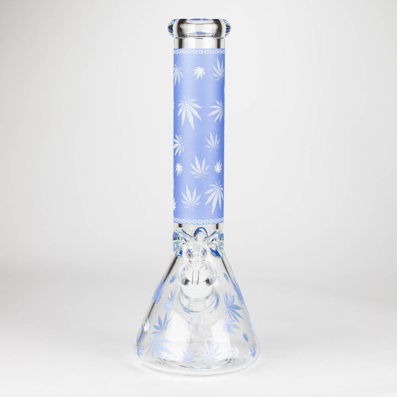 O 14" 7mm Leaf Design Grown In the Dark Water Bong