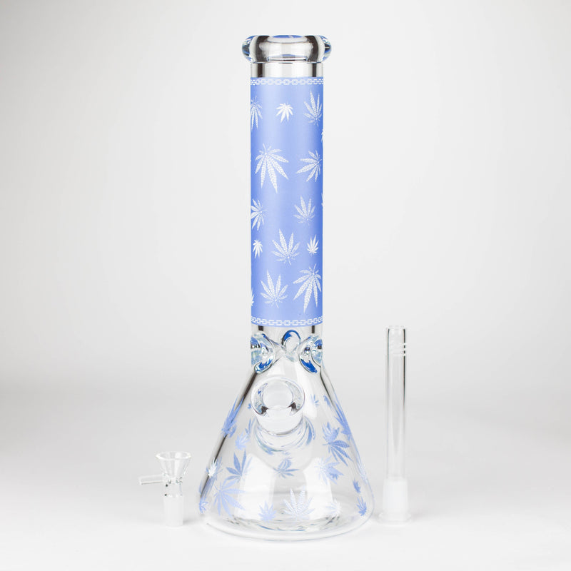 O 14" 7mm Leaf Design Grown In the Dark Water Bong