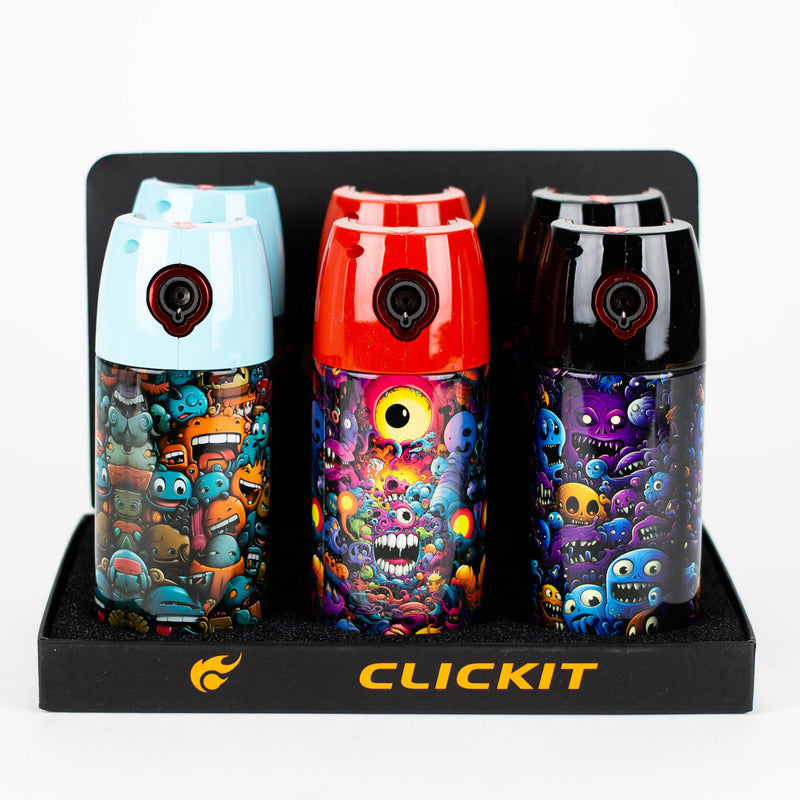 O Click It | 2-IN-1 Spray Shape Single torch lighter with Stash can