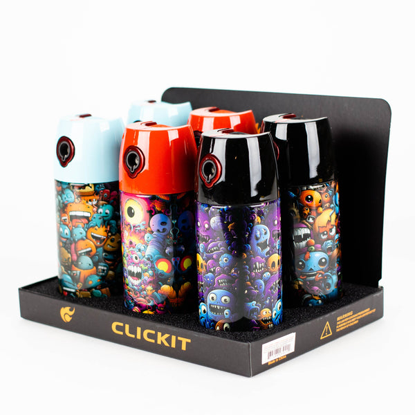 O Click It | 2-IN-1 Spray Shape Single torch lighter with Stash can