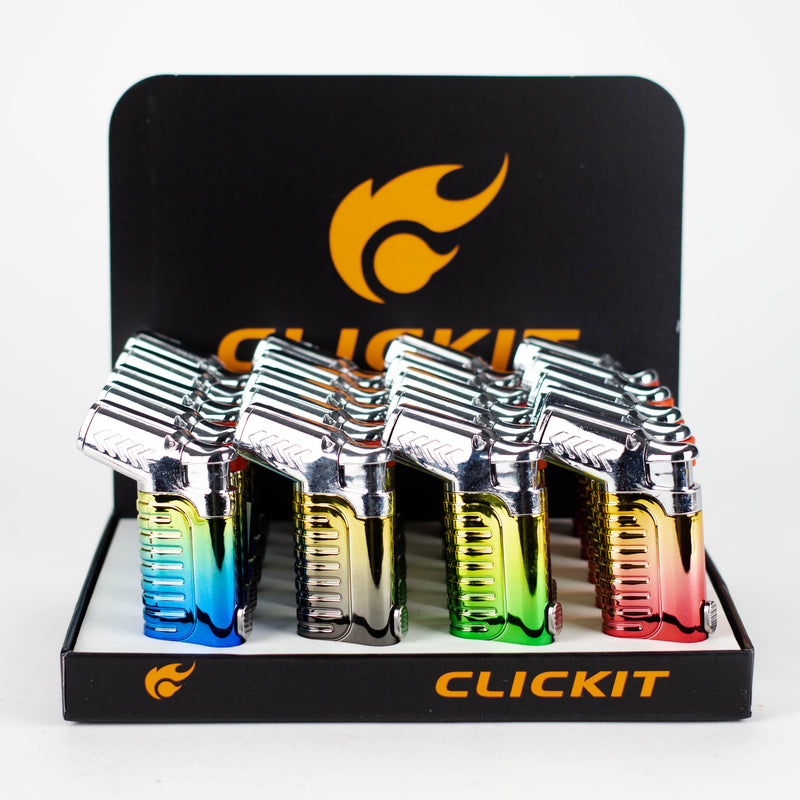 O Click It | Shiny Triple Torch Lighter with cigar punch [GH-10817]