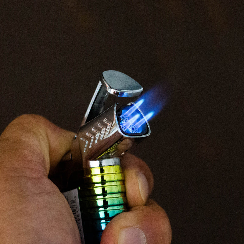 O Click It | Shiny Triple Torch Lighter with cigar punch [GH-10817]