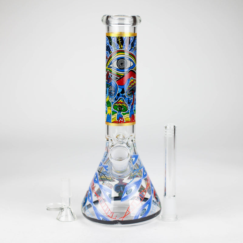 O 10" Glass Bong With Eye Design