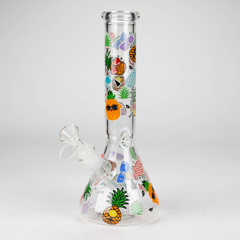 O 10" Glass Bong With Cartoon Design