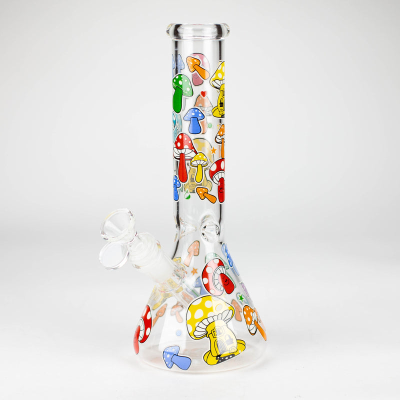 O 10" Glass Bong With Cartoon Design