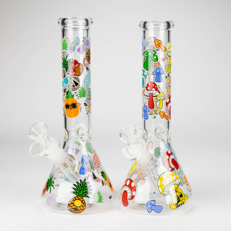 O 10" Glass Bong With Cartoon Design