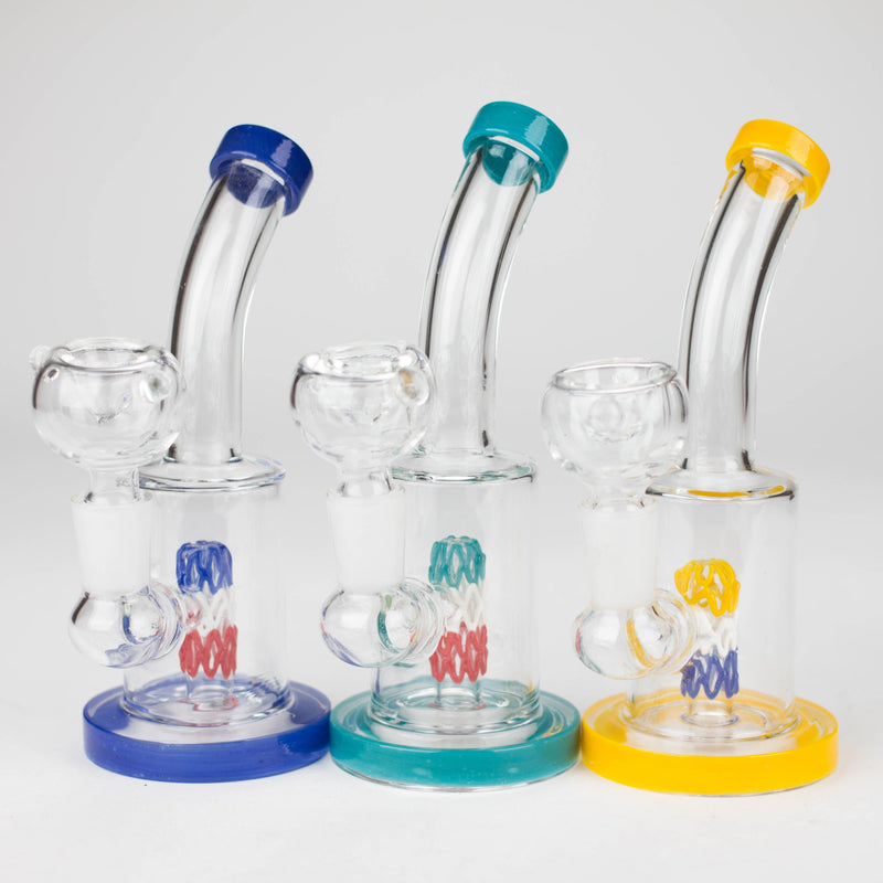 O 6" bent neck glass bong with diffuser-Assorted