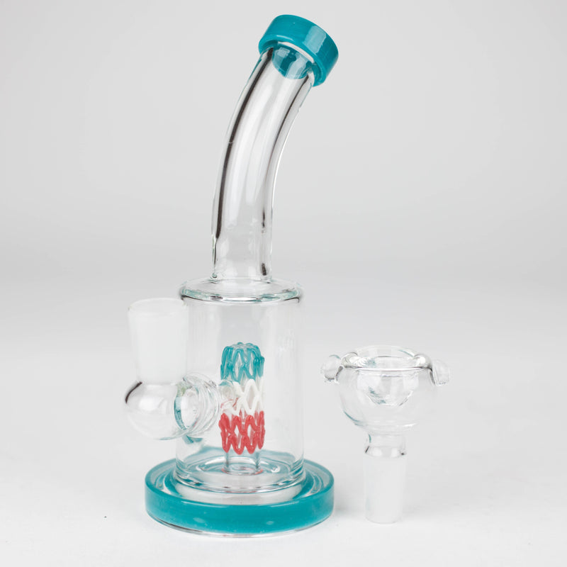 O 6" bent neck glass bong with diffuser-Assorted