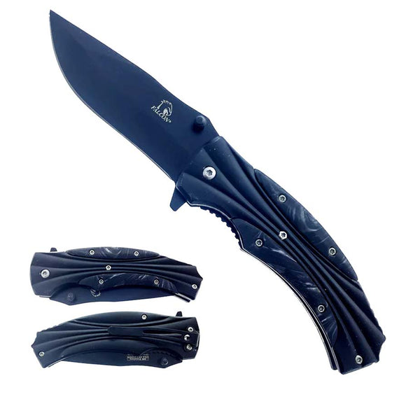 Falcon Black Blade Black Acrylic Handle Pocket Knife_0