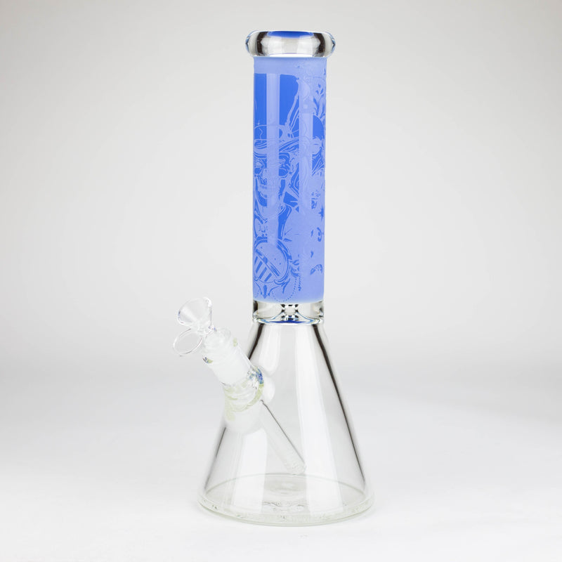 O 14" High Quality engraved BeakerGlass Bong  [C2664-3]