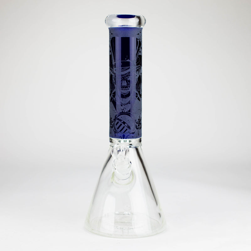 O 14" High Quality engraved BeakerGlass Bong  [C2664-3]