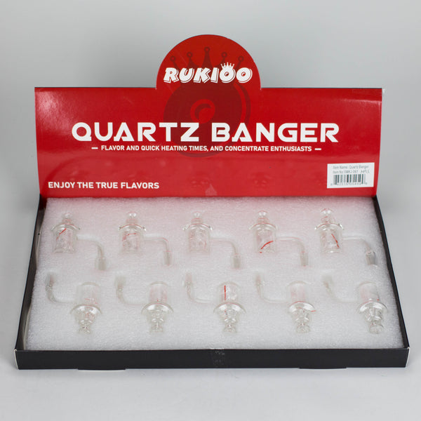 O RUKIOO | 14mm Male 90 degree quartz banger with carb cap-Box of 12 [SMKJ-061]