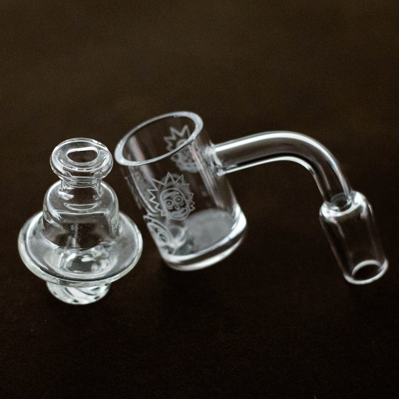 O RUKIOO | 14mm Male 90 degree quartz banger with carb cap-Box of 12 [SMKJ-061]