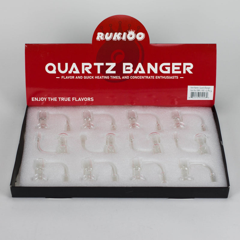 O RUKIOO | 14mm Male 90 degree and Terp slup quartz banger-Box of 12 [SMKJ-060]