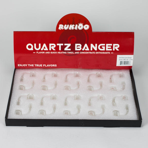 O RUKIOO | 14mm Male 90 degree and side cut quartz Banger set Box of 20 [SMKJ-058]