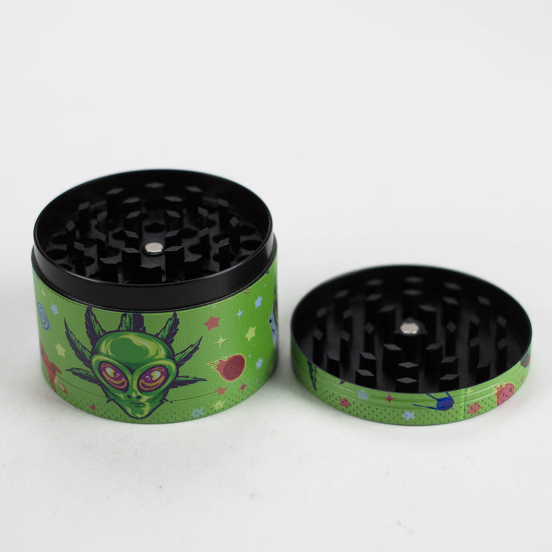 O 4 Layes 63mm Alien assorted Design Metal Grinder Box of 6 [SMKZ-001]