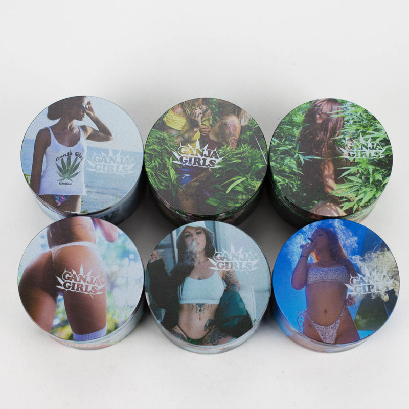 O 4 Layes 63mm Ganja Girls assorted Design Metal Grinder Box of 6 [SMKZ-001]