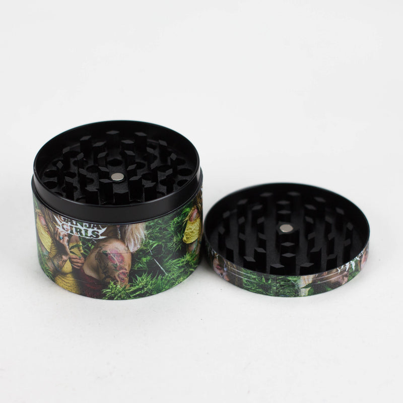 O 4 Layes 63mm Ganja Girls assorted Design Metal Grinder Box of 6 [SMKZ-001]