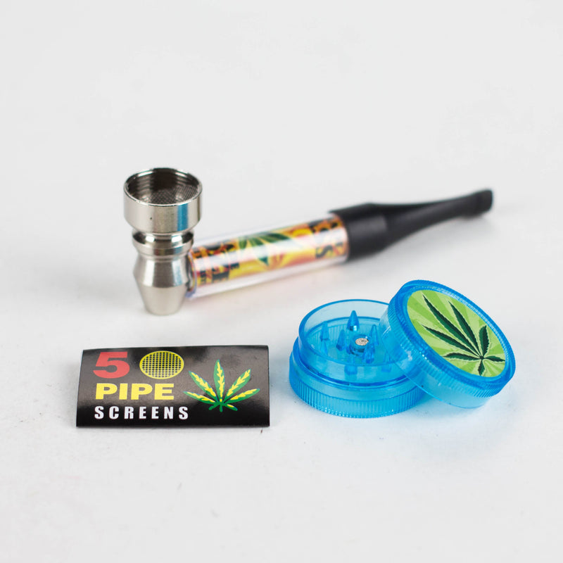 O 3.3″ Meral Pipe with Grinder Display of 12 [SMKZ-119]