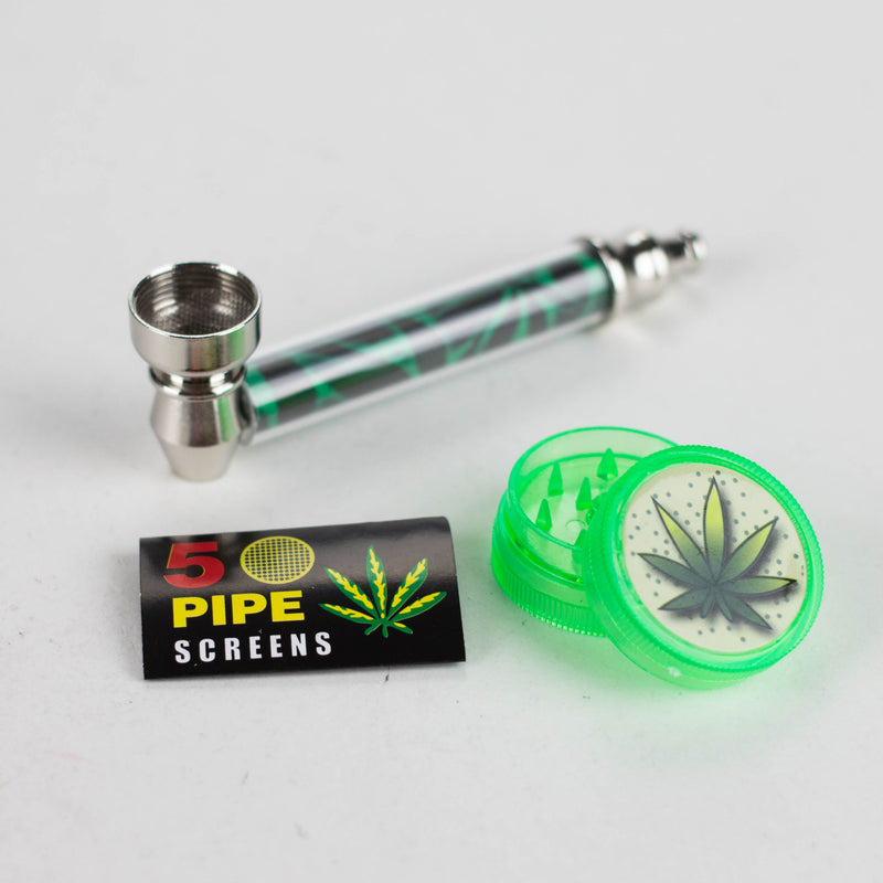 O 3.3″ Meral Pipe with Grinder Display of 12 [SMKZ-118]