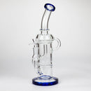 11″ Straight Tube Glass Recycler Bong With Color Base [C1556] Glass Bong Canadian Distributor Dark Blue
