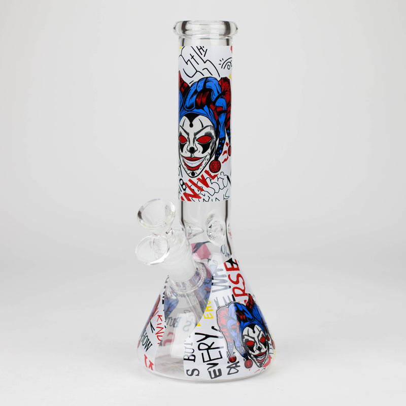 O 10" Glass Bong With Clown Design