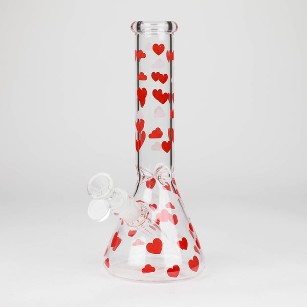 O 10" Glass Bong With Happy Valentine's Day Design